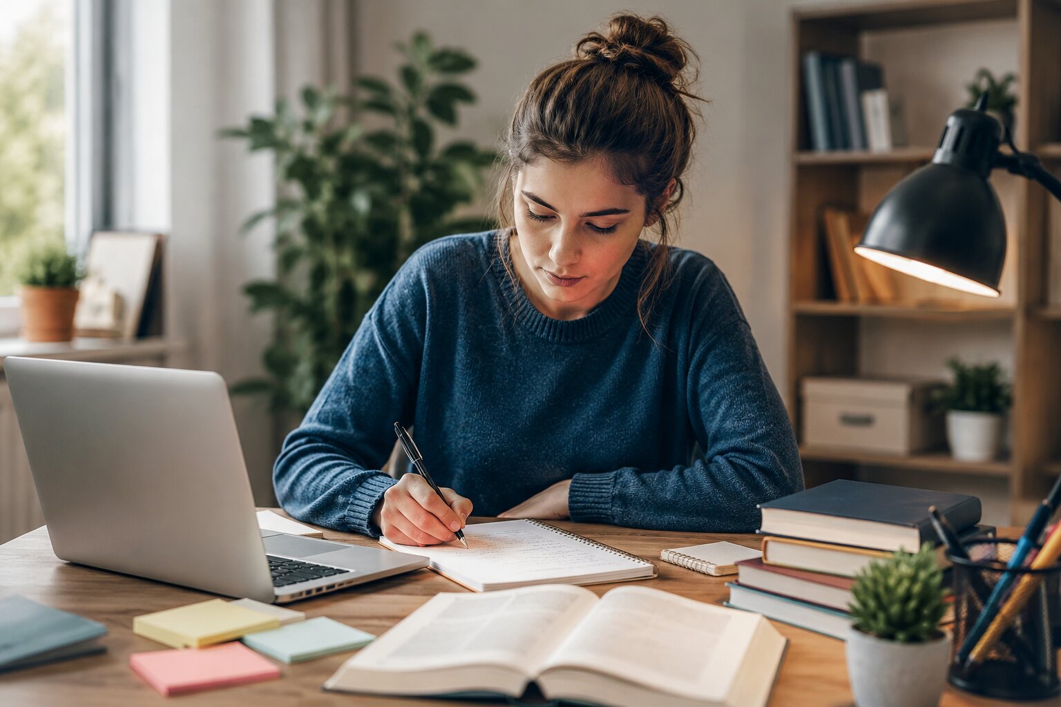 Focused study session in a cozy spaceFocused study session in a cozy space